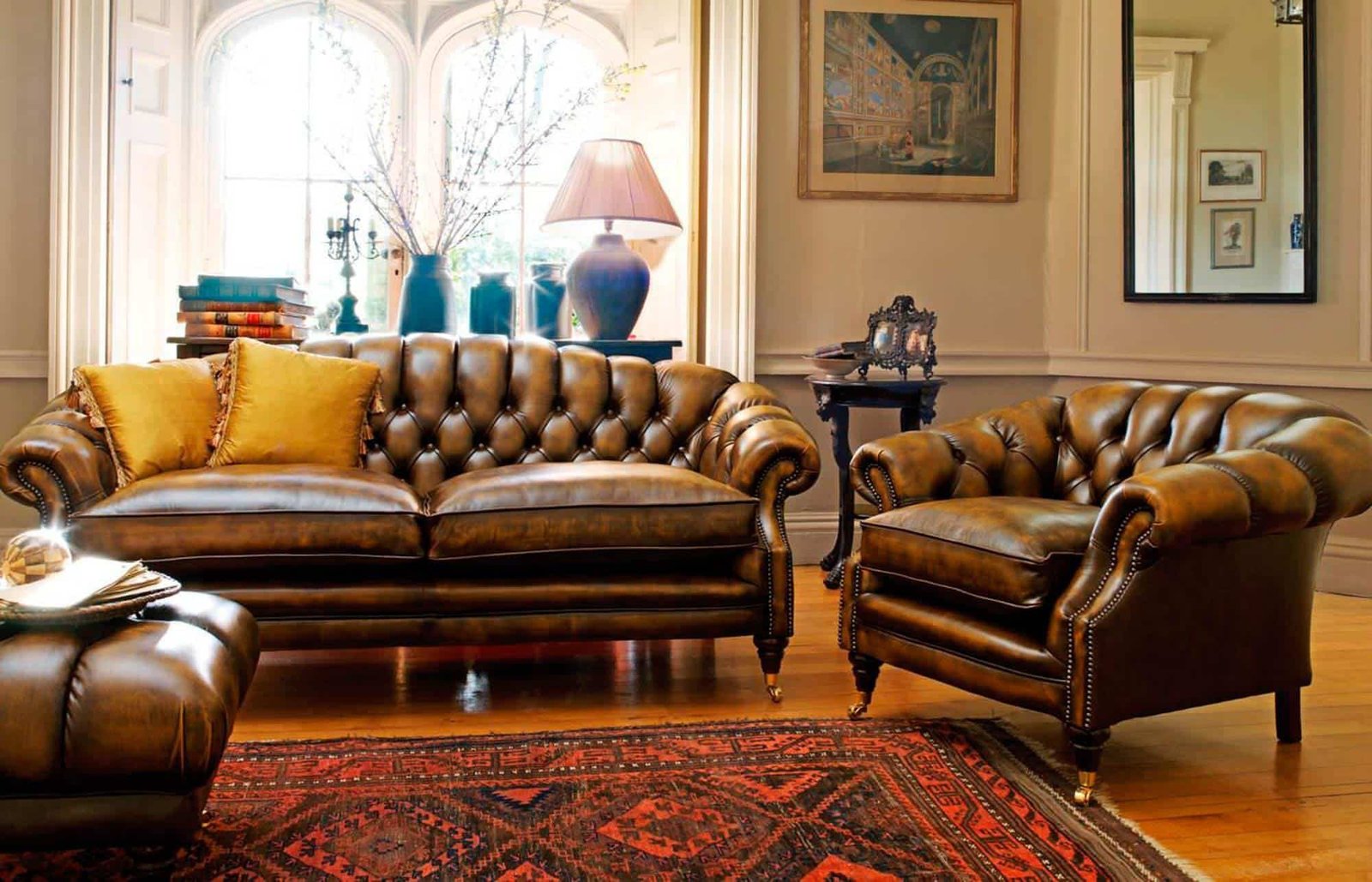 Leather Chesterfield Armchair: The Leather Armchair Ruling Rustic Living Spaces