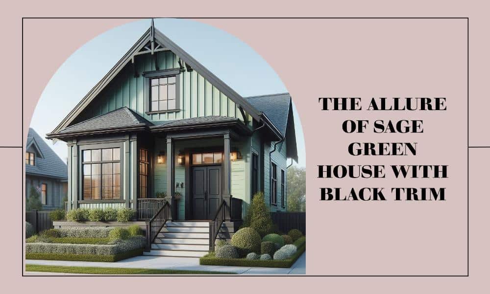 sage green house with black trim